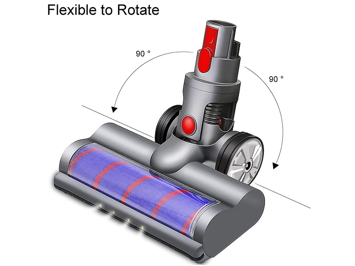Vassoura elétrica turbo para Dyson V7 V8 V10 V15 com luz LED Rolo E Zeuxo