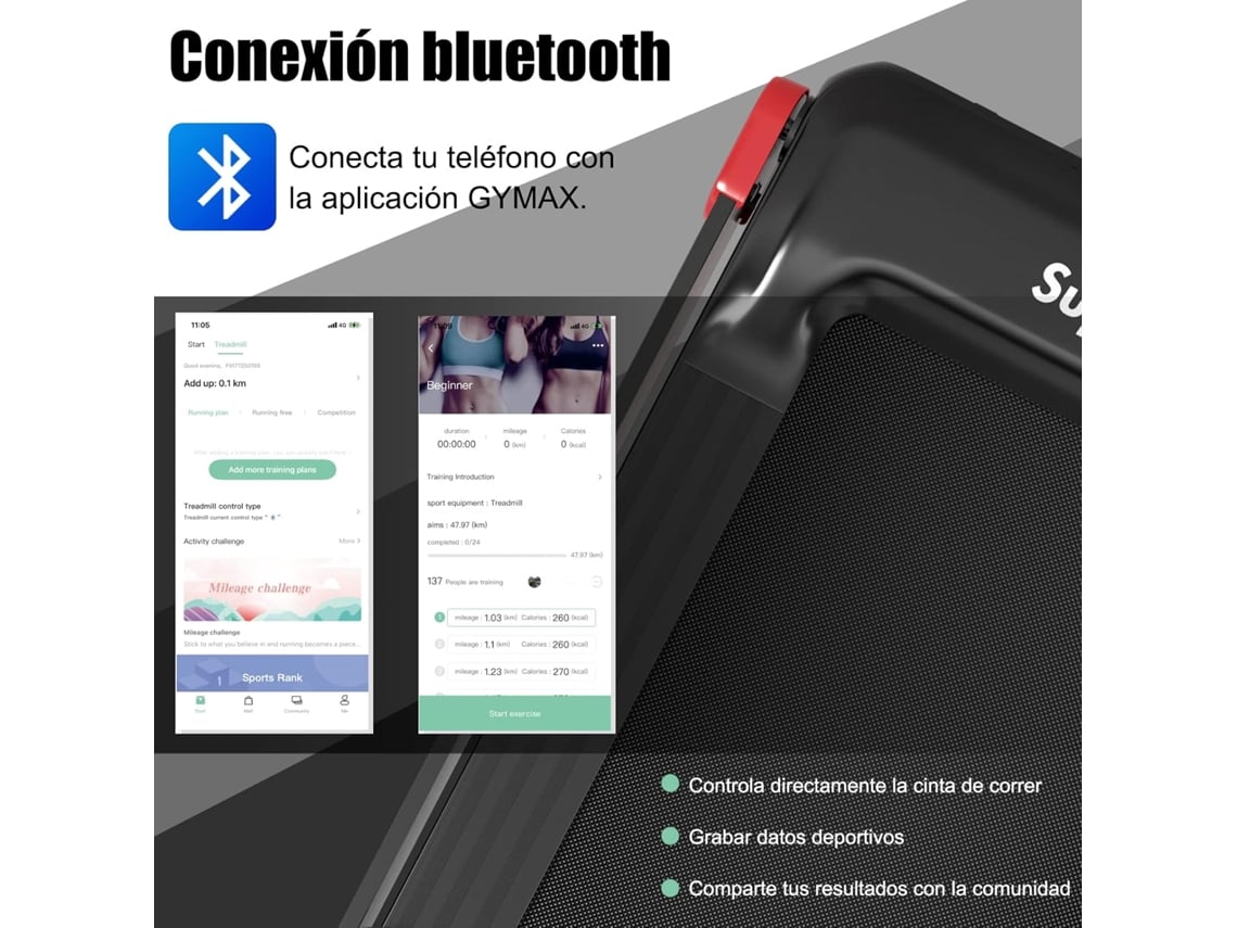 Passadeira de Corrida Dobrável Passadeira de Corrida Compacta Controlo Por App Altifalante Bluetooth 12 Programas Predefinidos Ecrã Led COSTWAY