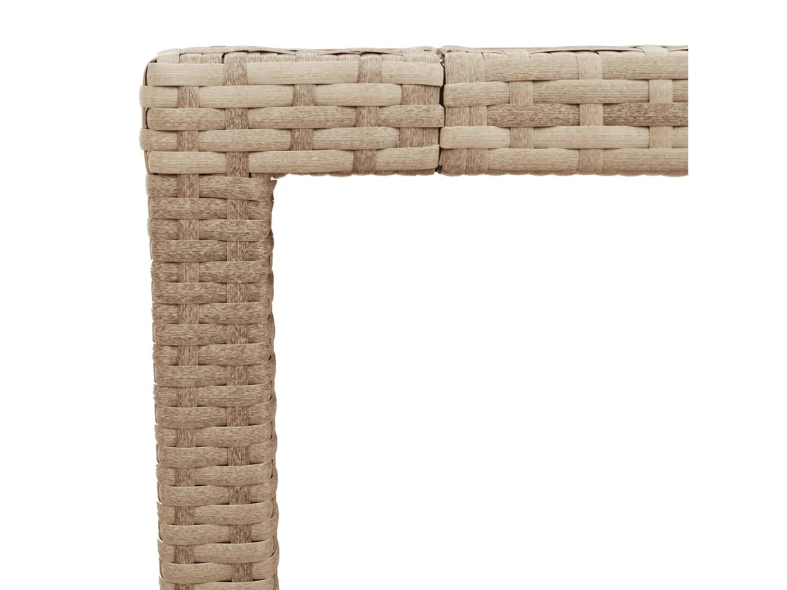 Mesa de Jardim 190X90X75 Cm Vime Pe e Madeira de Maciça Bege PANGSHIYUAN