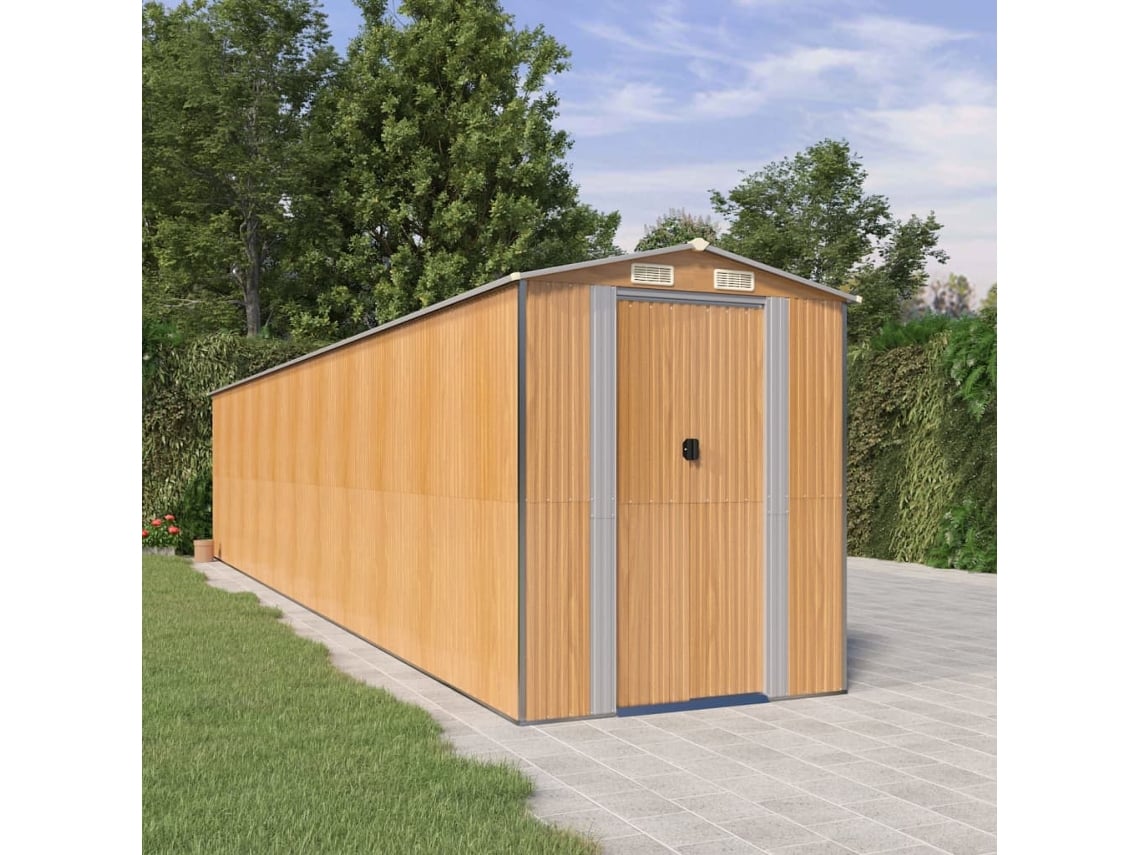 Abrigo de Metal VIDAXL Marrom Aço (192x938x223 cm)