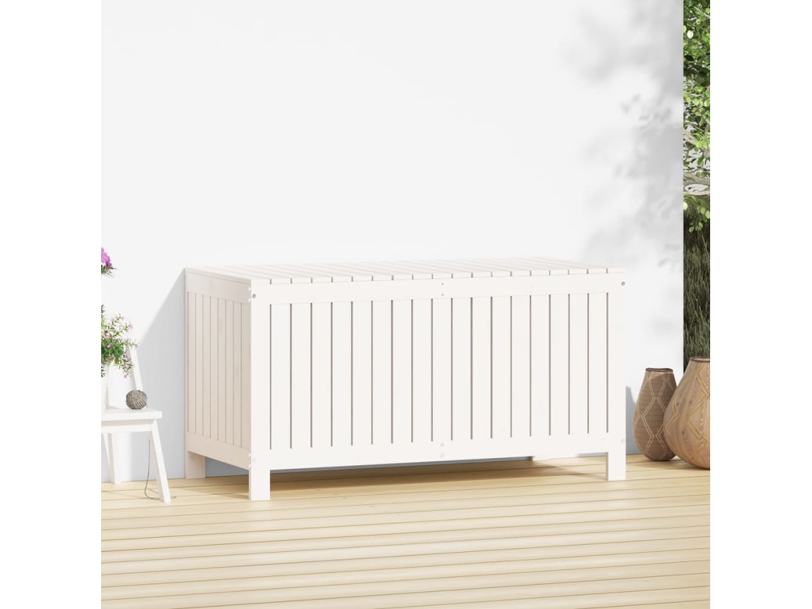 Caixa de Arrumação Jardim 121X55X64 Cm Pinho Maciço Branco PANGSHIYUAN