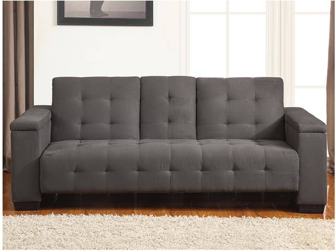 Sofá Cama Devonshire VENTE-UNIQUE (Cinzento - Tecido e Veludo - 218x94x88 cm/Dimensões da cama: 100-119 cm)