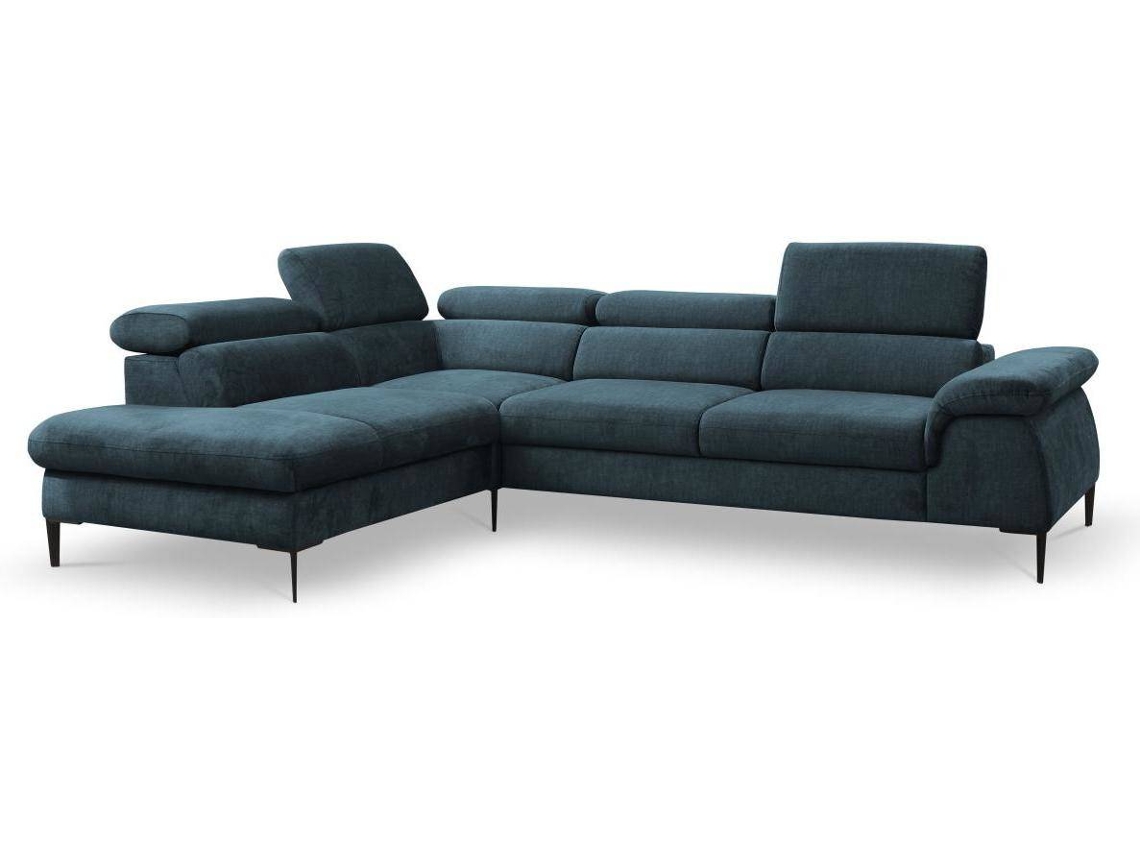 Sofá Cama Sepina PASCAL MORABITO (Azul Escuro - Tecido e Veludo - 280x214x94 cm/Dimensões da cama: 120 – 139 cm)