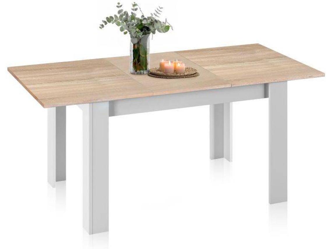 Mesa de jantar extensível Danna Blanco Artik (Branco Mate) - Carvalho Canadense 190 x 78 x cm DUEHOME