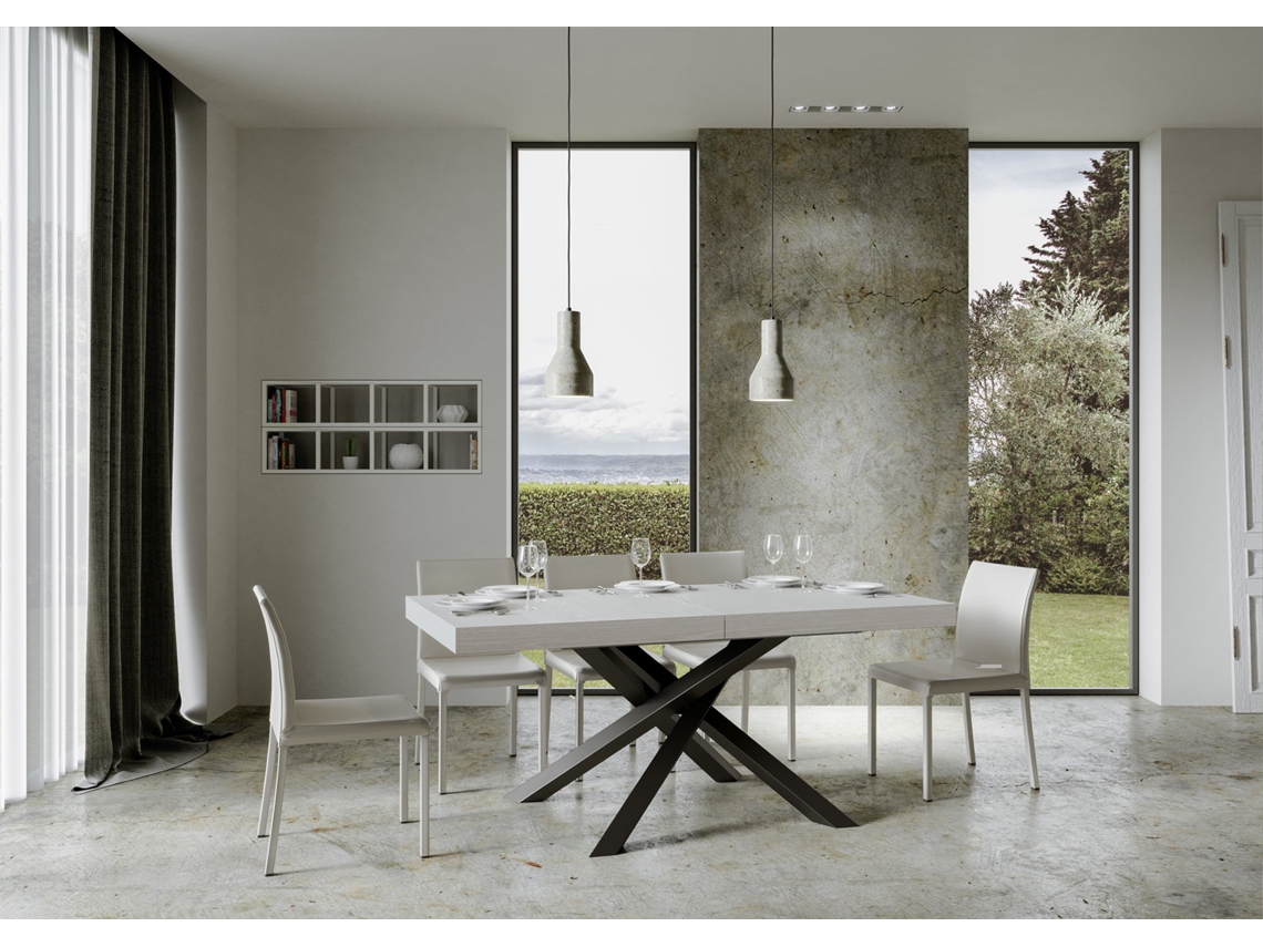 Mesa de Refeição ITAMOBY Volantis (90x180/284 - Painéis em Melamina - Freixo Branco)