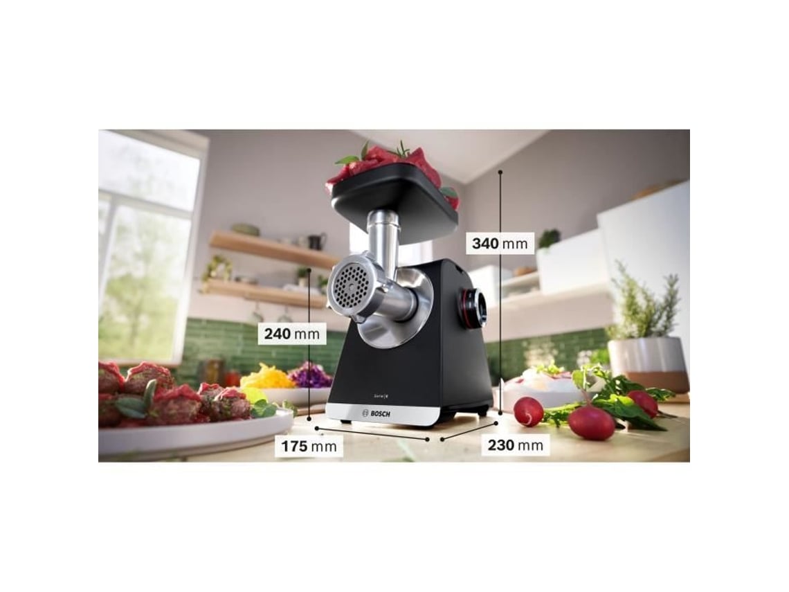 Hachoir A Carne Bosch Série 6 Mfws650b 500 W 3,5 Kg/mn 3 Grelhas De Picador Preto