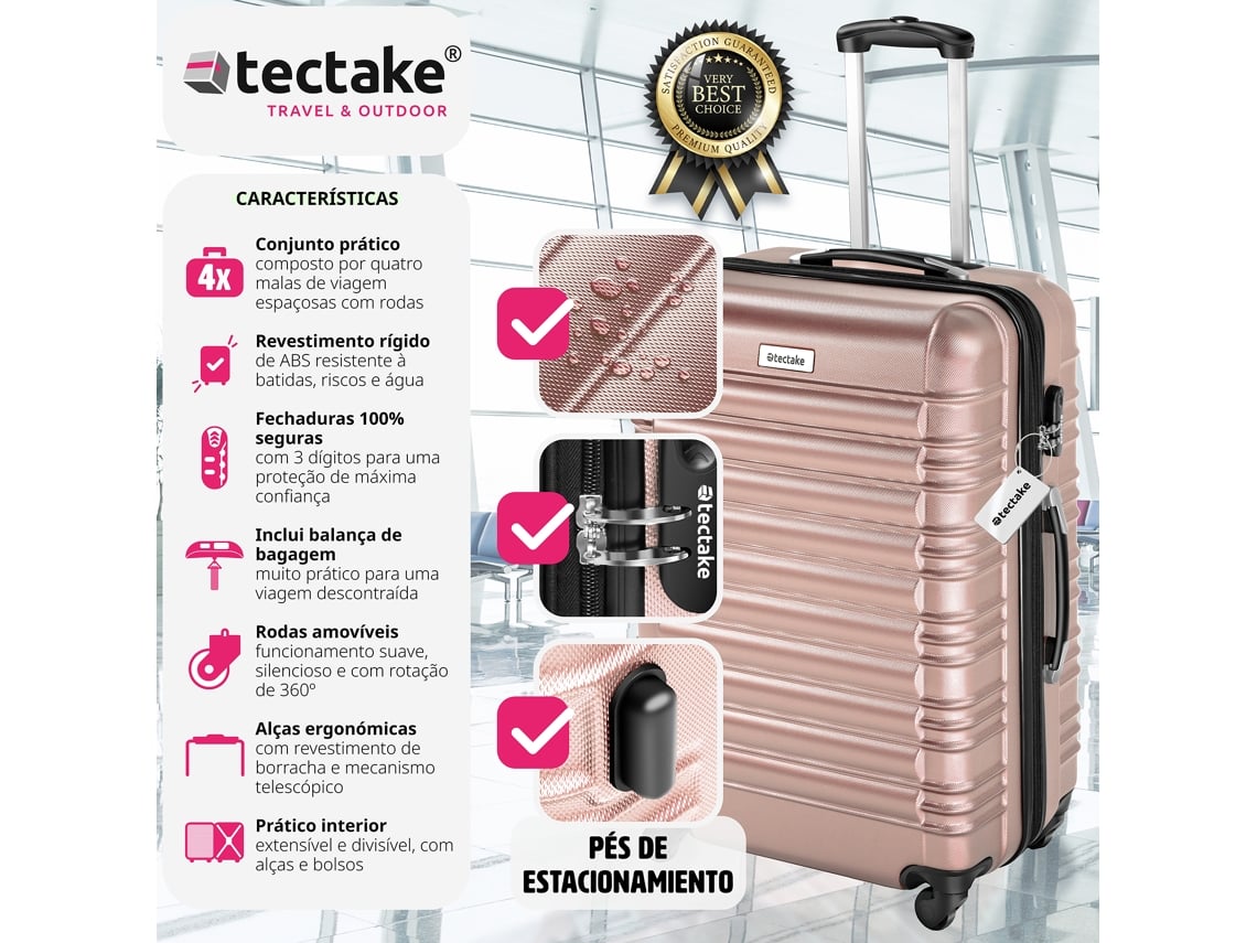 Conjunto de 4 Malas Rígidas Mila com Balança de Bagagem TECTAKE