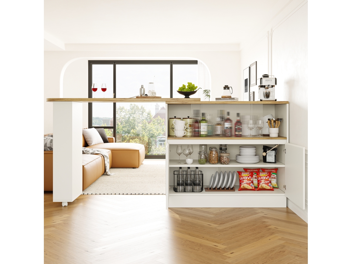 Móvel Giratório 360° Para Bar, Moderno E Funcional, Com Prateleiras E Vidro, Perfeito Para Cozinha E Restaurante, Fácil De Organizar. Bga Store