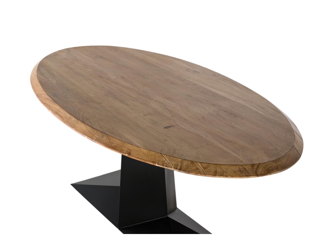 Mesa de Jantar em Madeira de Acácia Natural e Ferro Preto 200Cm 78X200X100 GINER Y COLOMER