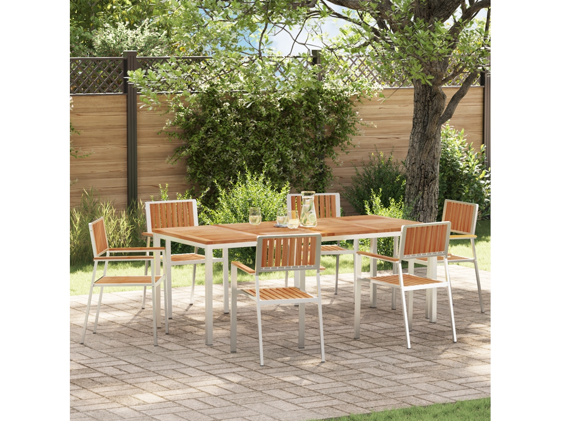 Conjunto 7 De Jantar De Jardim Vidaxl Madeira Sólida De Teca