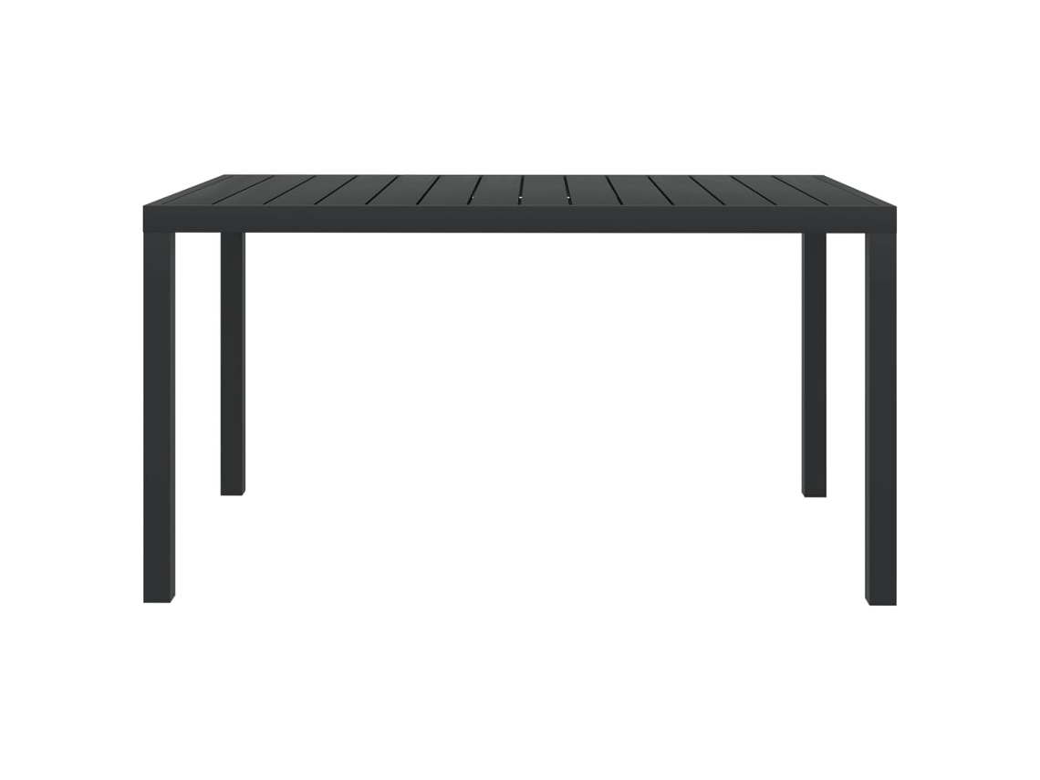 Mesa De Jardim Wpc E Alumínio Preto 150x90x74 Cm Resistente Intempéries