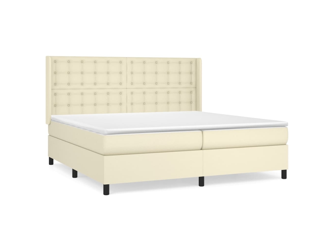 Cama Box Spring VIDAXL (Bege - Couro Artificial - 203 x 203 x 128 cm)