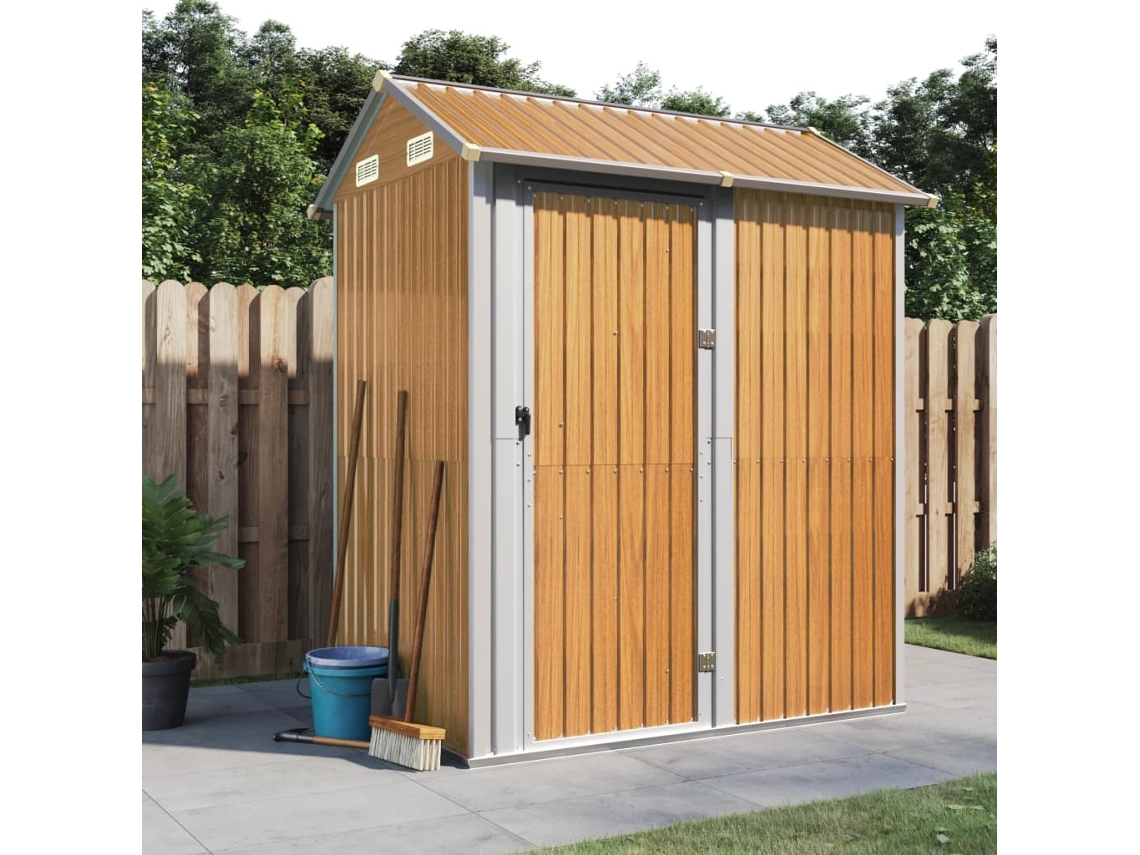 Abrigo VIDAXL Aço Galvanizado Castanho-Claro (192x152,5x237 cm)