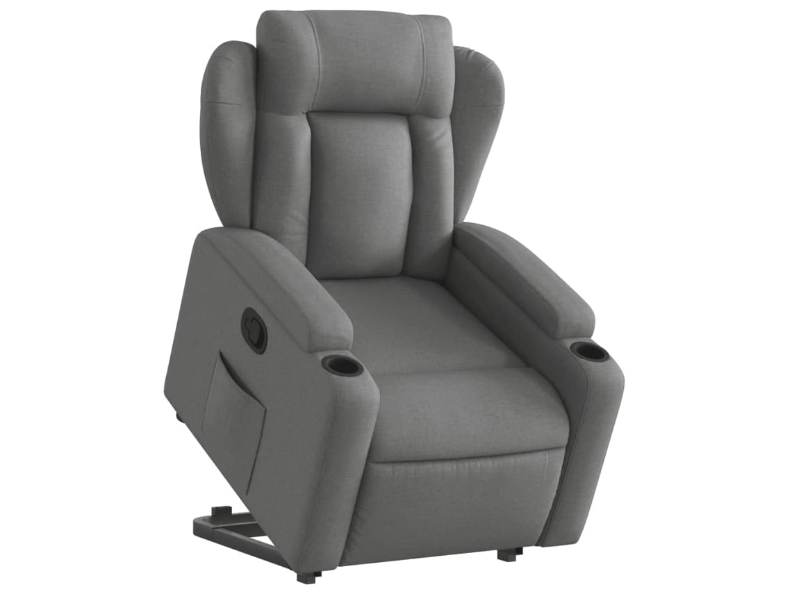Poltrona reclinável elevatória tecido cinzento-escuro