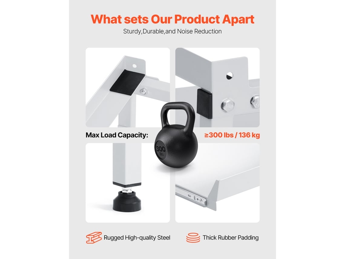 Suporte para Máquina de Lavar Roupas Vevor 640 x 635 Mm em Aço Carbono com Carga de 136 Kg