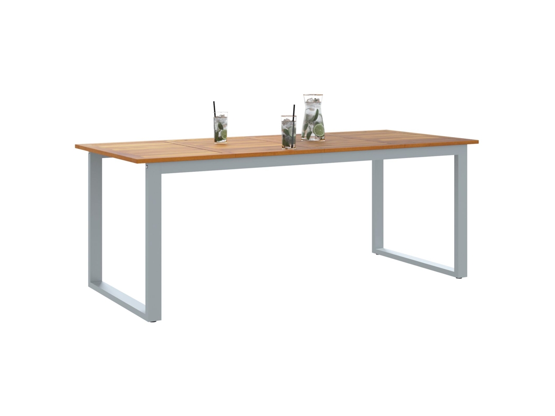 Mesa De Jantar Externa Cinza 200x90x75 Cm Açomadeira Sólida Acácia Lovely Home