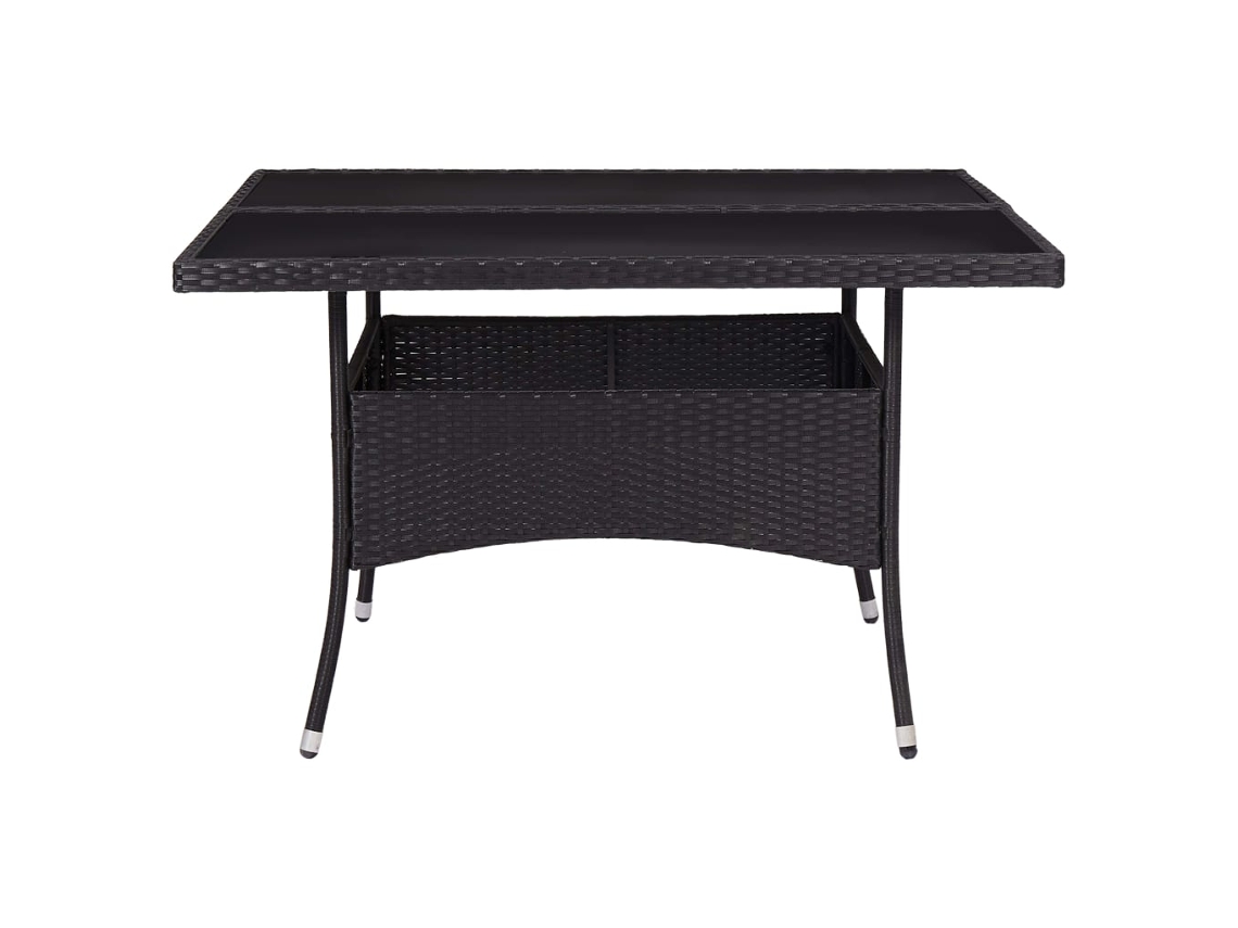 Mesa De Jantar Para Exterior Vime Pe E Vidro Preto