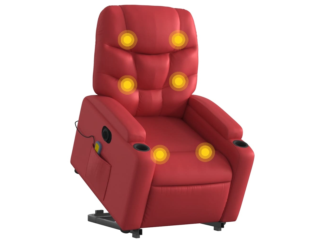 Poltrona reclinável elevatória elétrica couro artif. vermelho