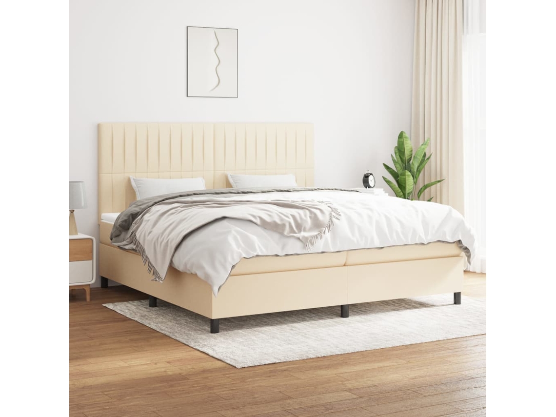 Cama Box Spring VIDAXL (Bege - Tecido - 203 x 200 x 128 cm)