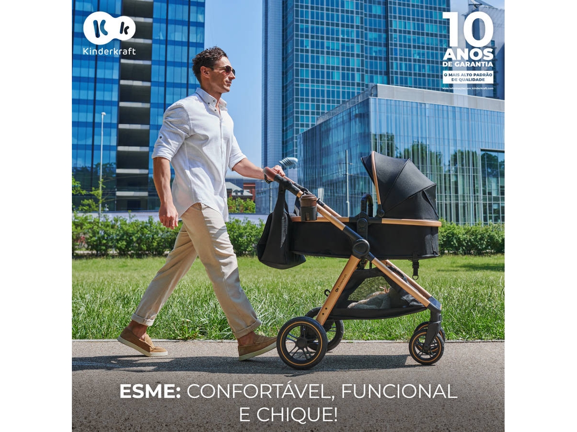 Carrinho de Bebé KINDERKRAFT Esme Multifuncional 3 em 1 (Bege)