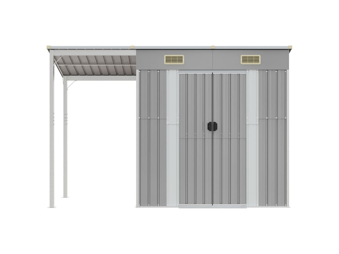 Abrigo De Jardim Com Alpendre 277x110,5x181 Cm Aço Cinza Claro LOVELY HOME