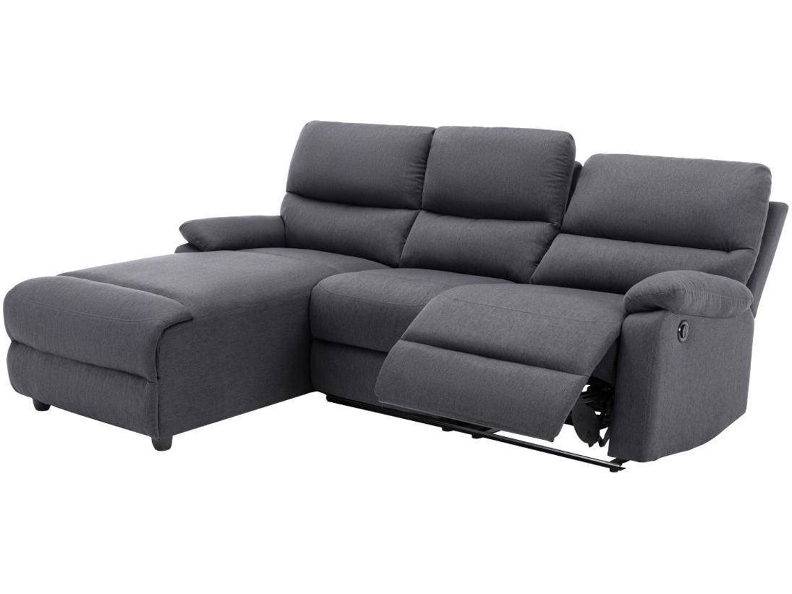 Sofá Relax Lunano VENTE-UNIQUE (Cinza Antracite - Tecido e Veludo - 234x170x98 cm)