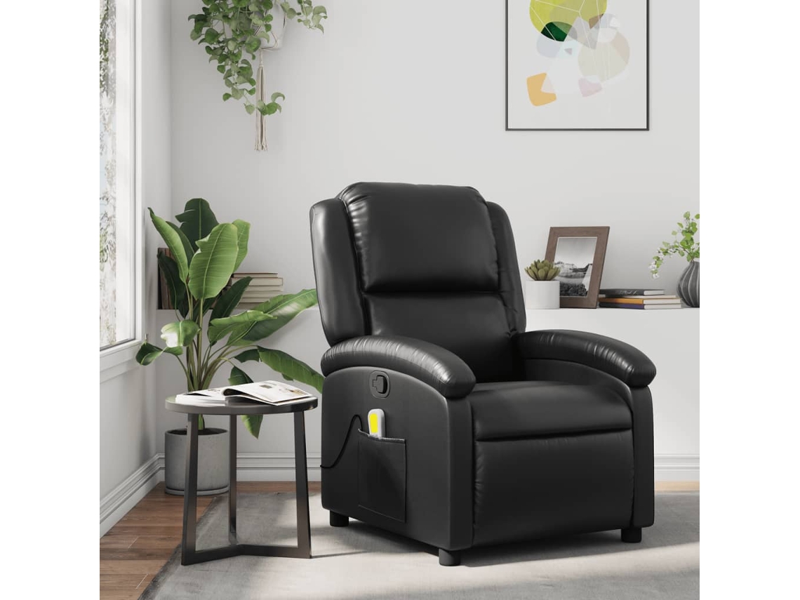 Poltrona de Massagem reclinável couro VIDAXL artificial preto (70 x 86.5 x 99.5 cm)