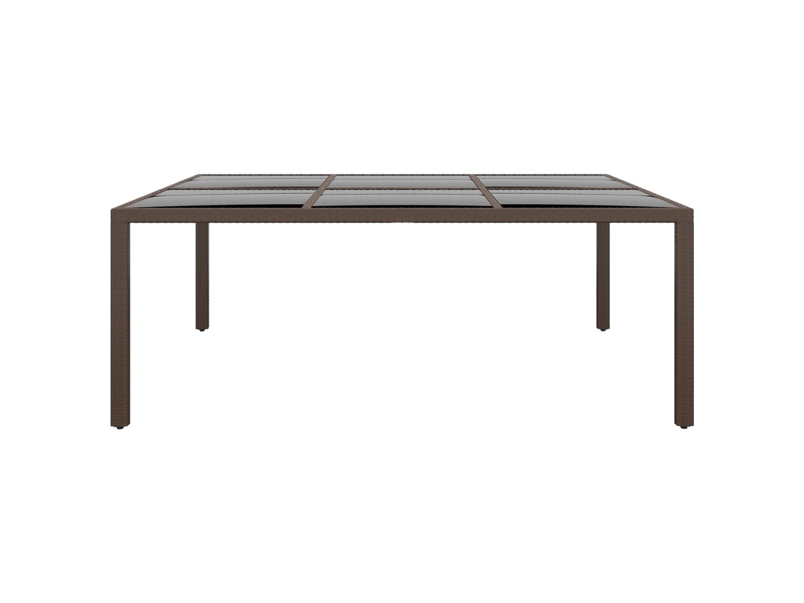 Mesa De Jardim Com Tampo De Vidro 200x150x75 Cm Vime Castanho