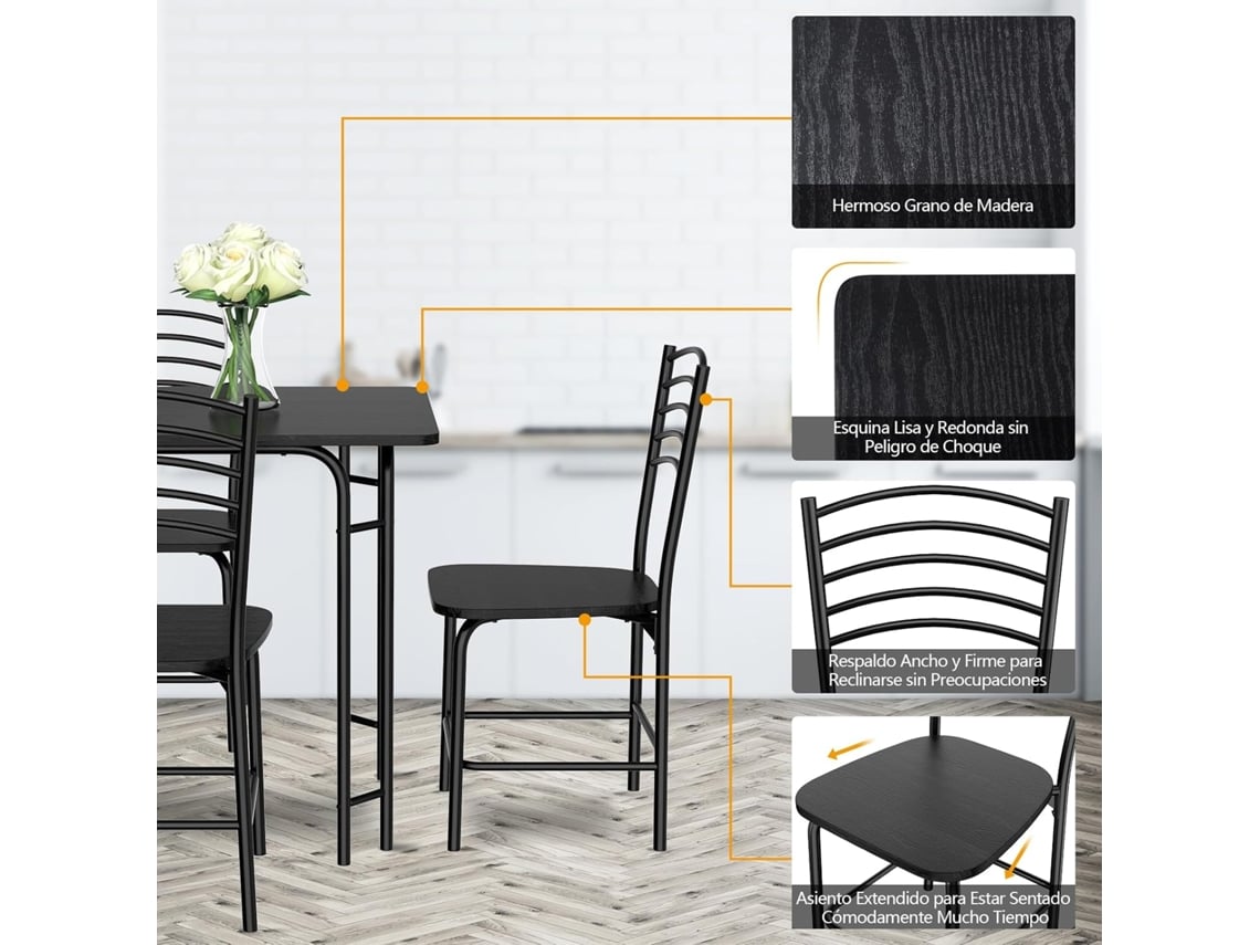 Conjunto de Mesa e Cadeiras de Jantar de 5 Peças Conjunto de Mesa e Cadeiras de Cozinha Mesa Retangular e 4 Cadeiras COSTWAY