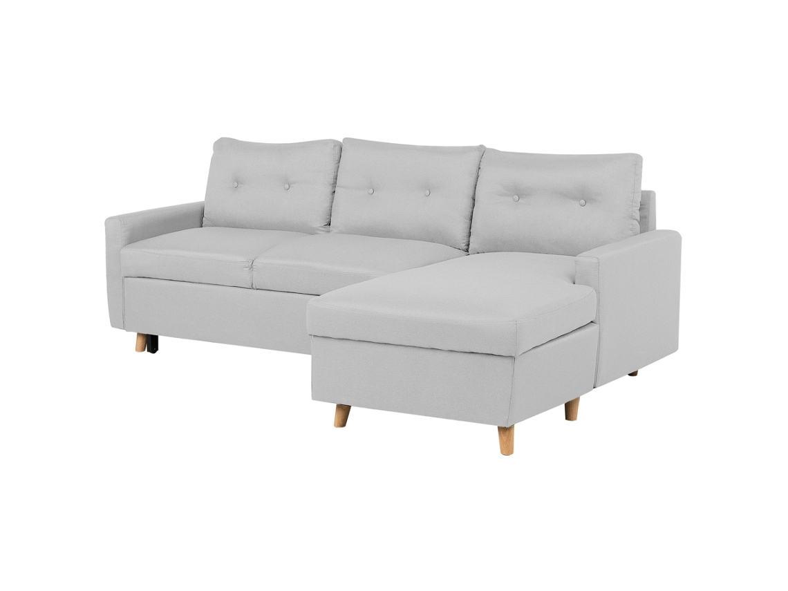 Sofá de esquina BELIANI Flakk de Poliéster Cinzento 232x147x90