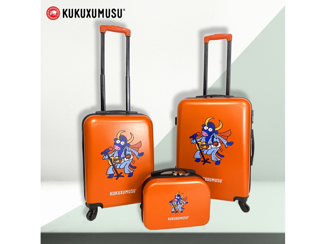 KUKUXUMUSU Conjunto de Malas Rígidas com Rodas KUKUXUMUSU 3 Peças Cor Laranja