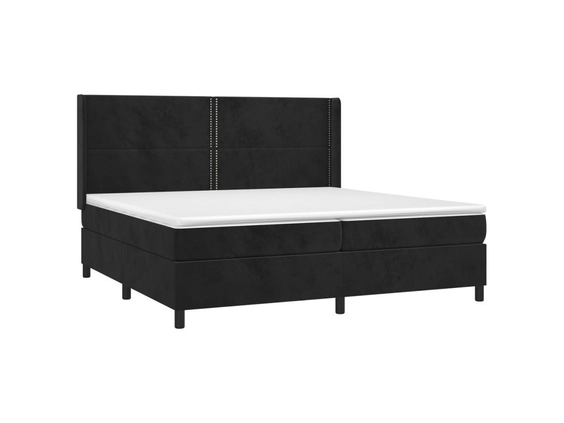 Cama Box Spring VIDAXL (Preto - Veludo - 203 x 203 x 128 cm)