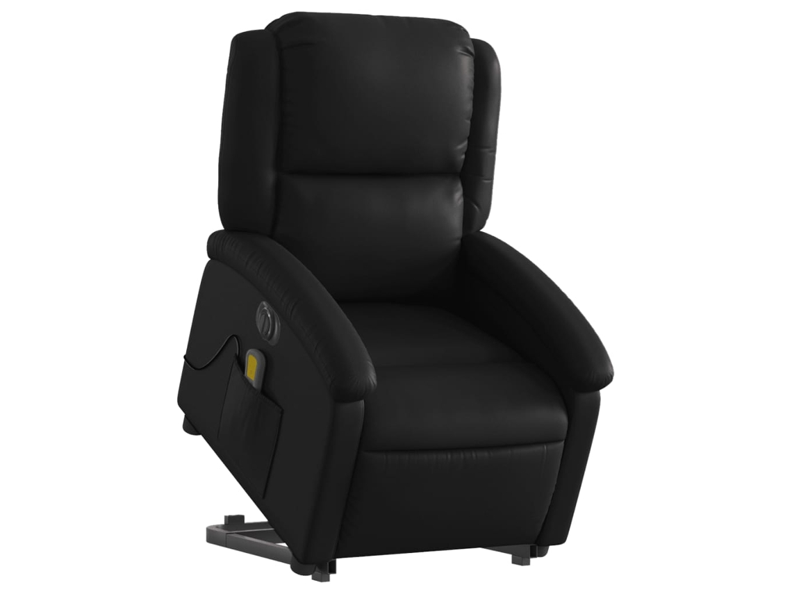 Poltrona reclinável elevatória elétrica couro artificial preto