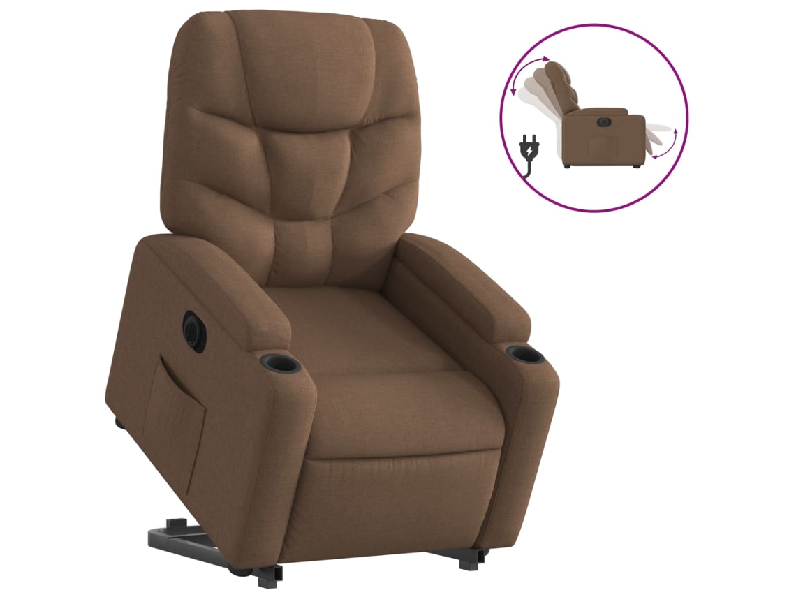 Poltrona Reclinável Elevatória Elétrica Tecido Castanho CLIC N BUY