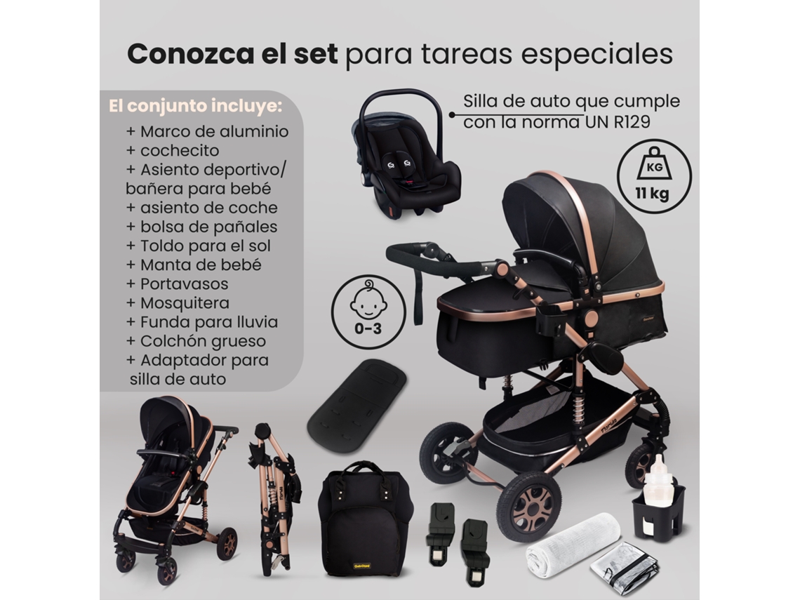 GaGaDumi Florida Carrinho de bebê 3 em 1 GaGaDumi Florida