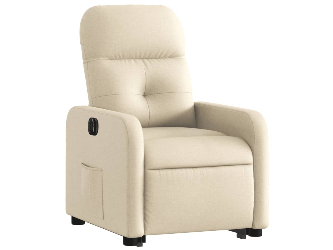 Poltrona reclinável elevatória elétrica tecido cor creme