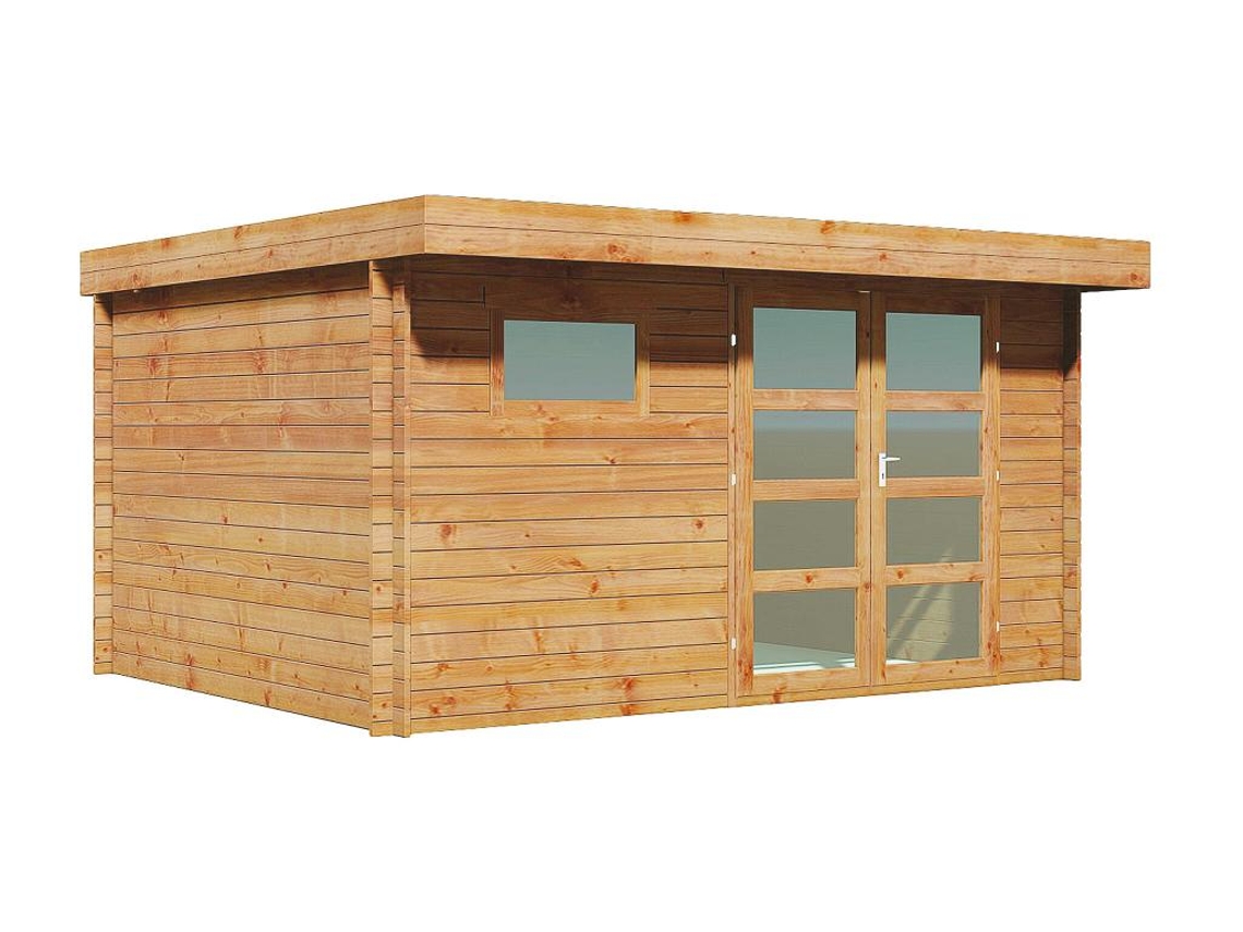 Abrigo de Madeira EXPERTLAND Casa Tratada com Autoclave e Teto Plano 13 m² Espessura de 28 Mm Coralio (193x388x298)