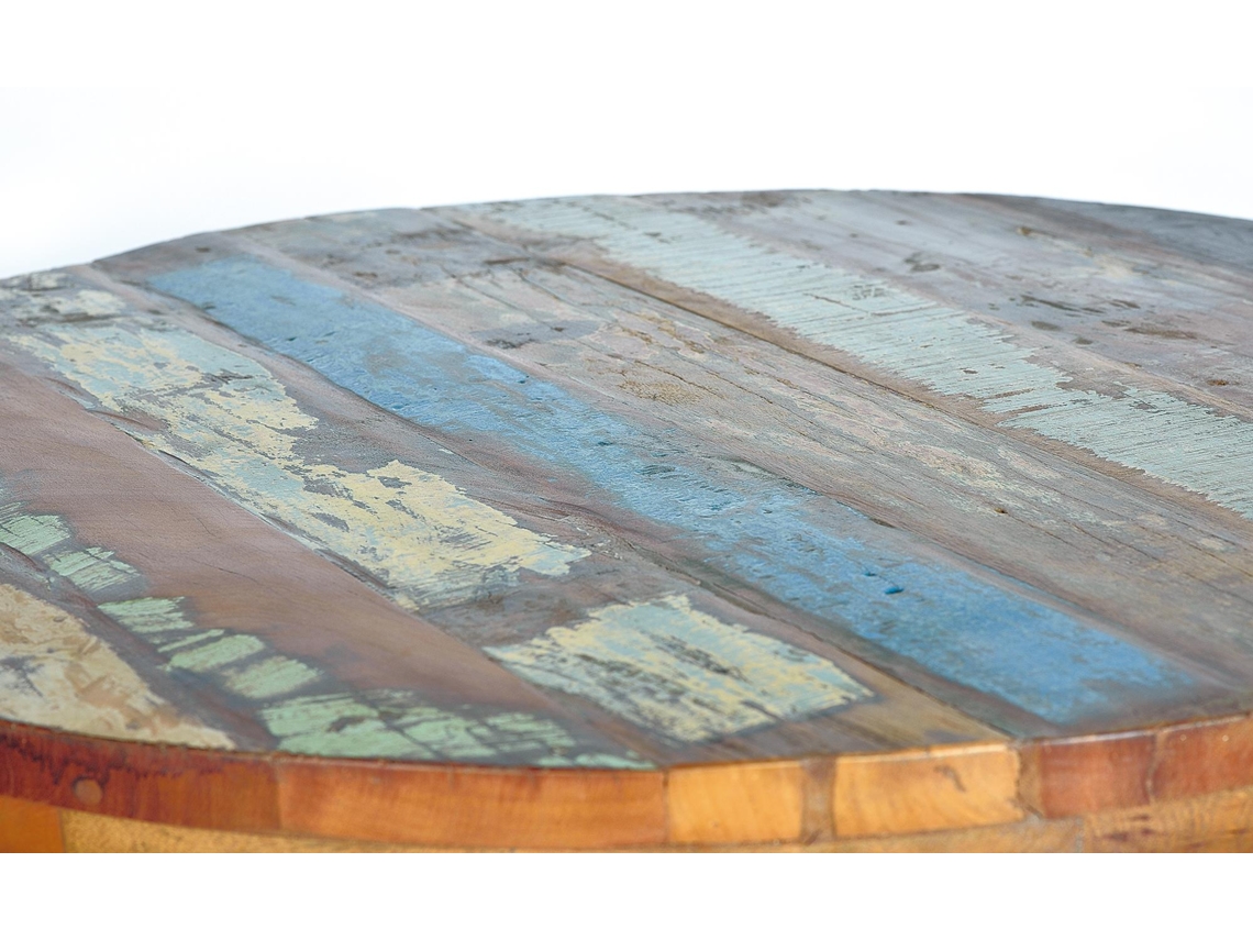 Mesa de Jantar em Madeira de Acácia Natural e Pés em Metal Preto 75/10X90X90 GINER Y COLOMER