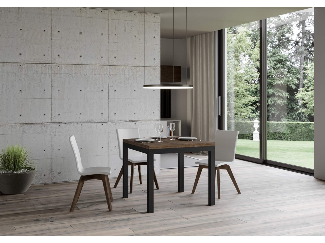 Mesa de Refeição ITAMOBY Everyday Libra (90x90/180 - Painéis em Melamina - Nogueira)