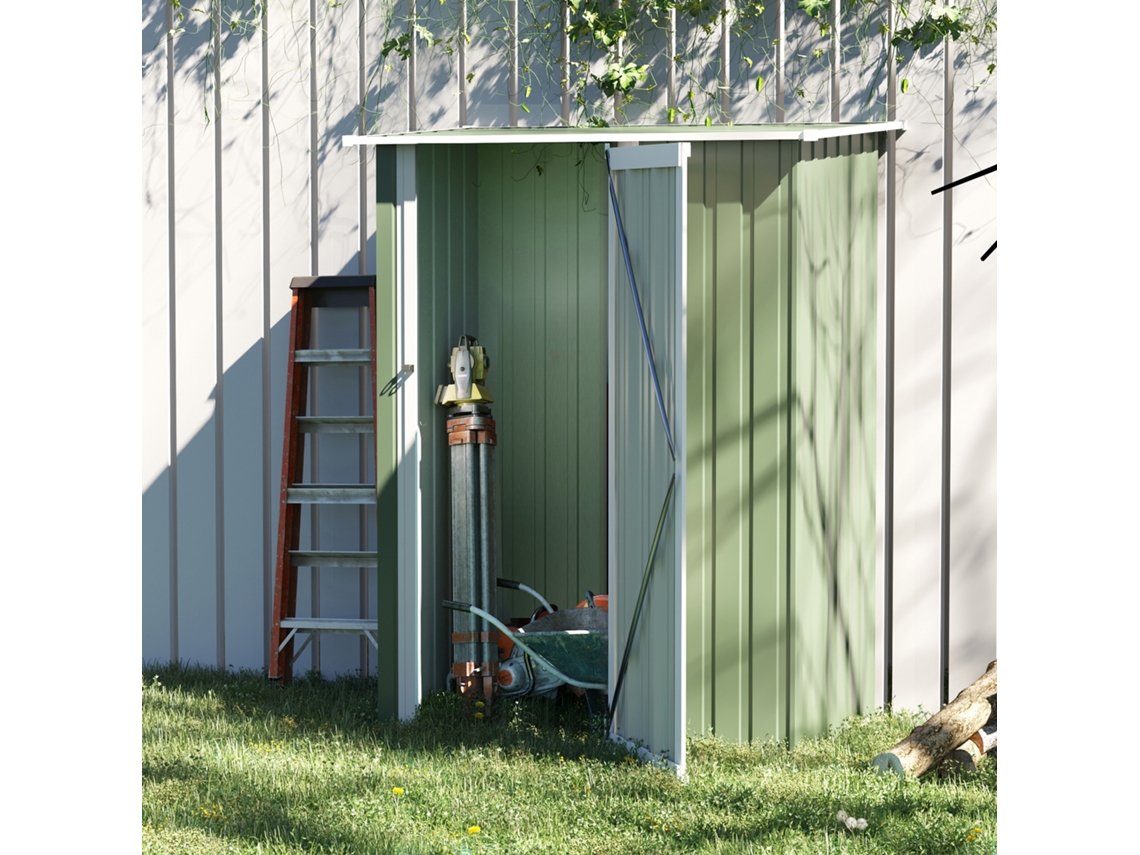 Abrigo de Armazenamento Aço e PP cor Verde 142x84x189 cm OUTSUNNY