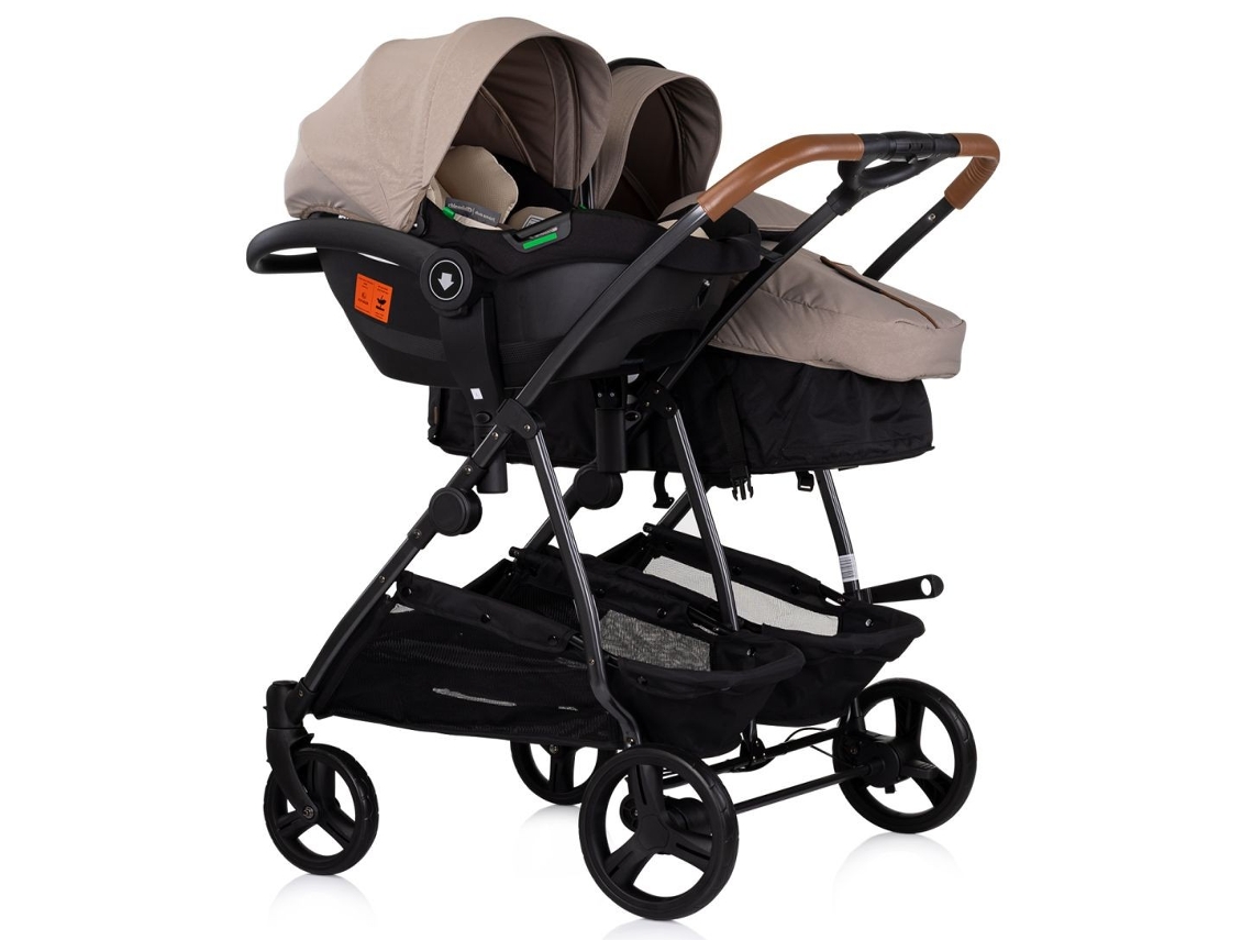 Carrinho De Bebê Duplo Chipolino Smart Tiramisu Duo Com 1 Cadeirinha De Carro Grupo 0