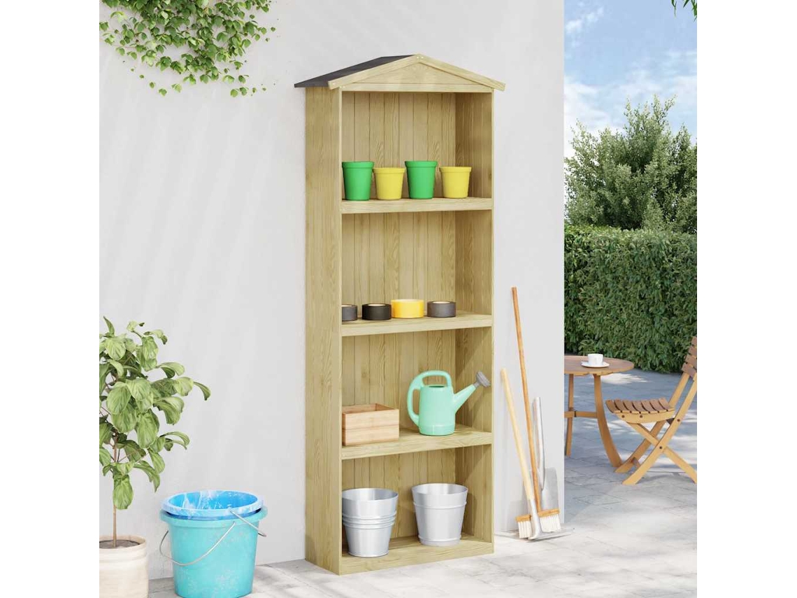 Abrigo de Madeira VIDAXL Para Ferramentas Marrom de Pinho (87x33x222 cm)