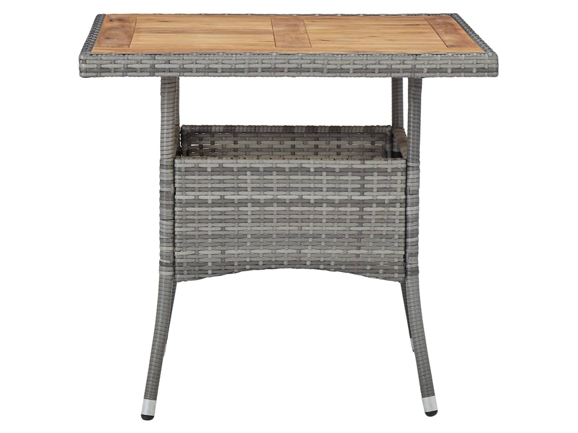 Mesa Jantar Exterior Vime Pe E Acácia Maciça 80x80x75cm Cinzento