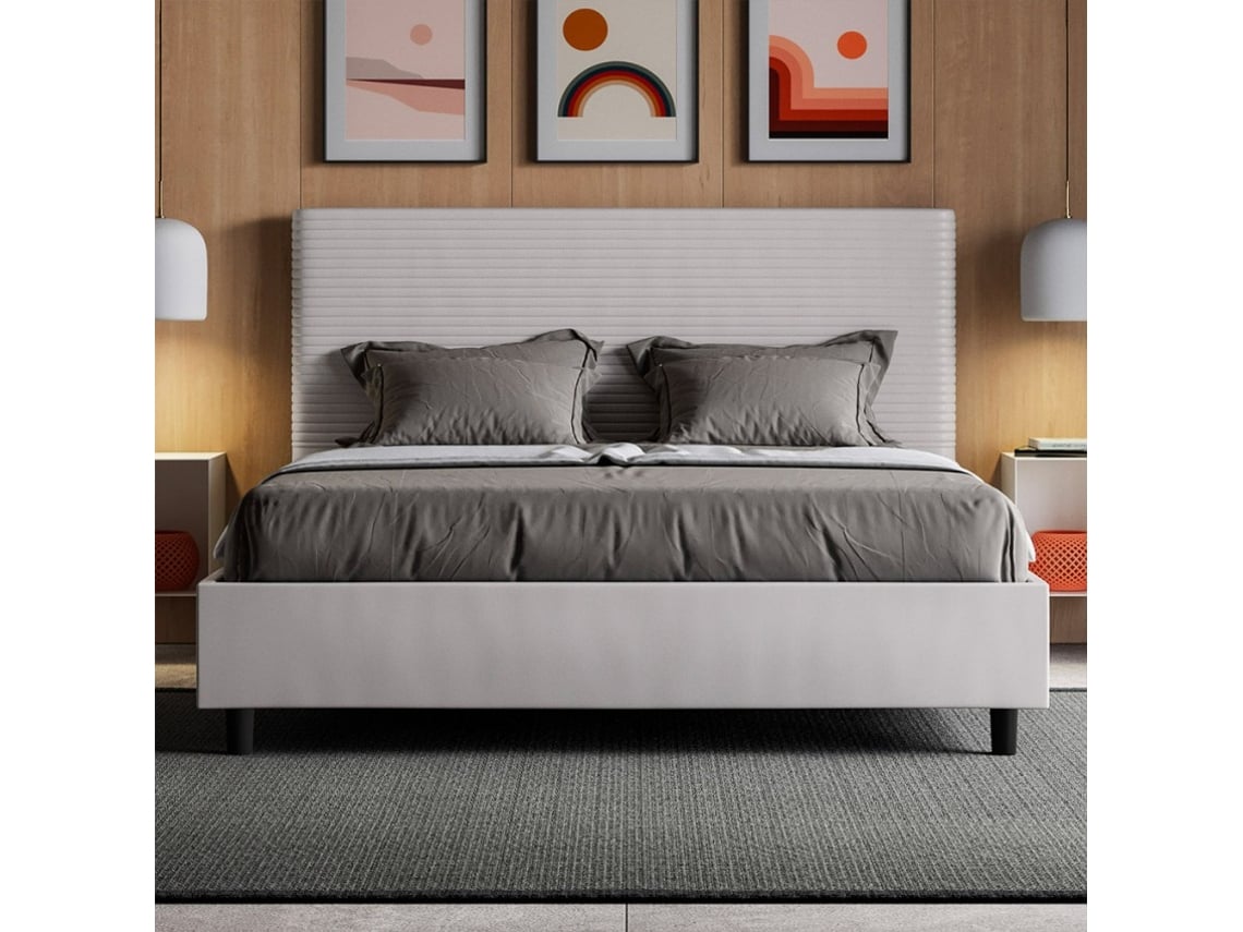 Cama de casal 160x200 recipiente de couro sintético moderno Focus M1