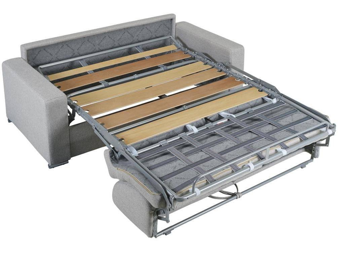 Sofá Cama Calito VENTE-UNIQUE (Branco - Pele sintética - 214x94x85 cm/Dimensões da cama: 160-179 cm)