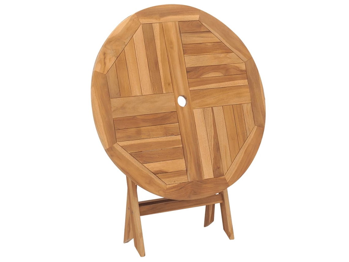 Mesa De Jardim Dobrável 85x76x1 Cm Madeira Teca Maciça Vidaxl