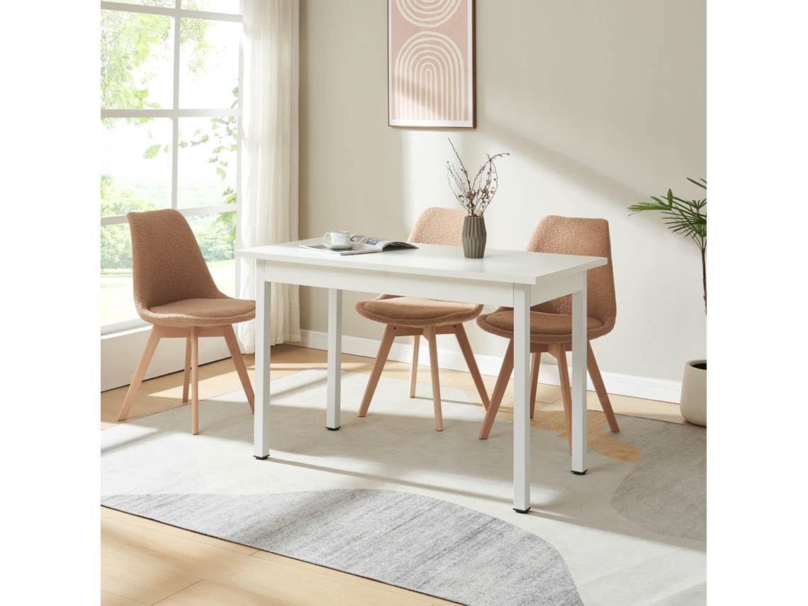 Mesa de Refeição [EN.CASA]  (Branco - MDF + folheado, ferro revestido a pó - 120 x 60 x 75 cm)