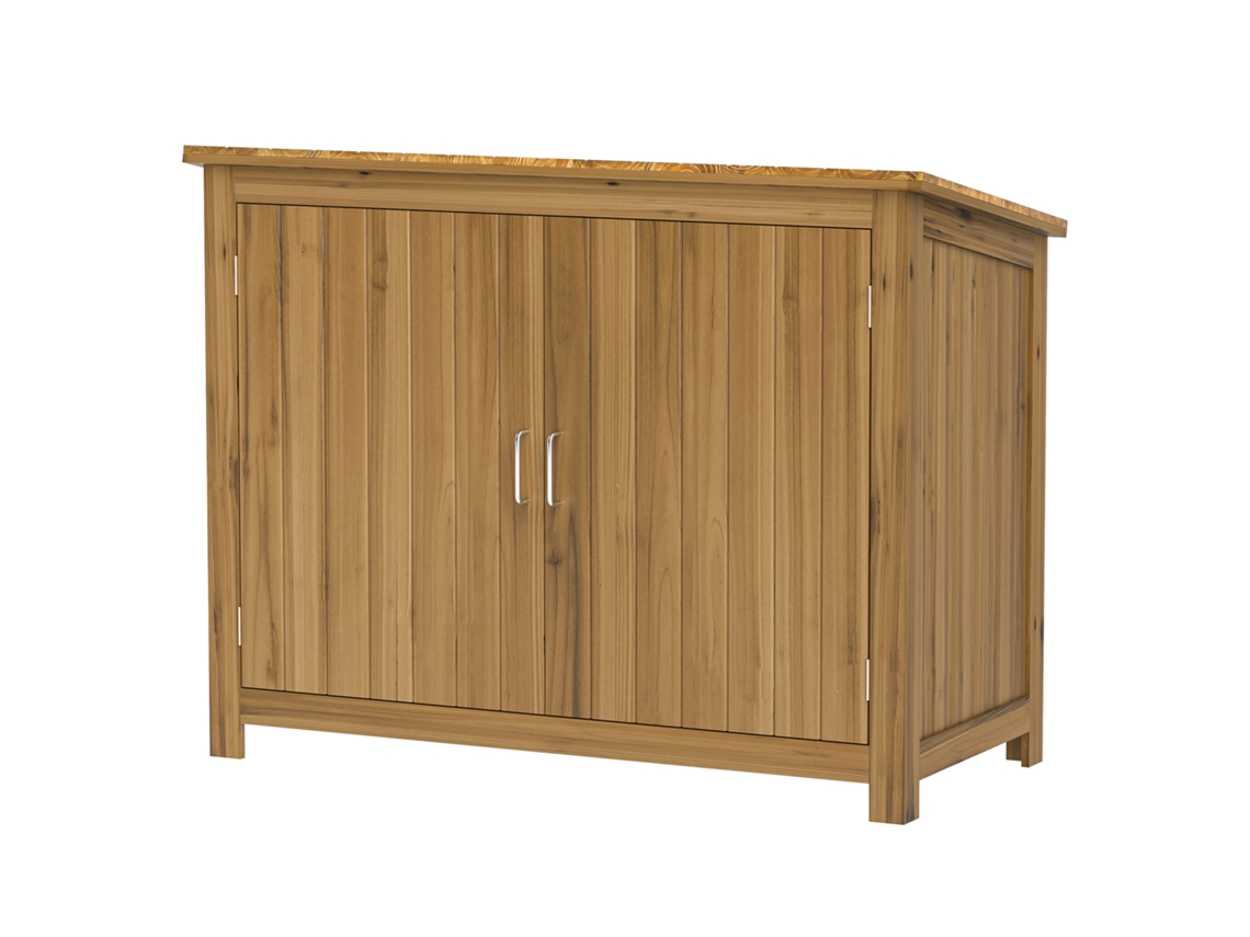 Armário De Jardim, Cômoda De Madeira Com 2 Prateleiras Para Jardim, Terraço, Resistente Às Intempéries, 110 X 50 X 85 Cm, Marrom Btforus