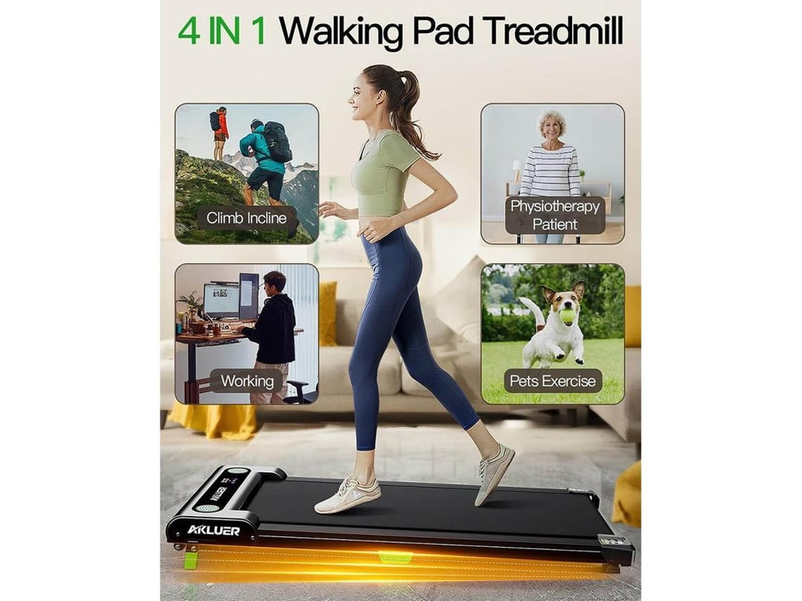 Passadeira De Corrida Akluer 480l A Para Caminhar Com Inclinação 2.5hp Sob Mesa 330lbs Display Led Controlo Remoto Compacta Silenciosa