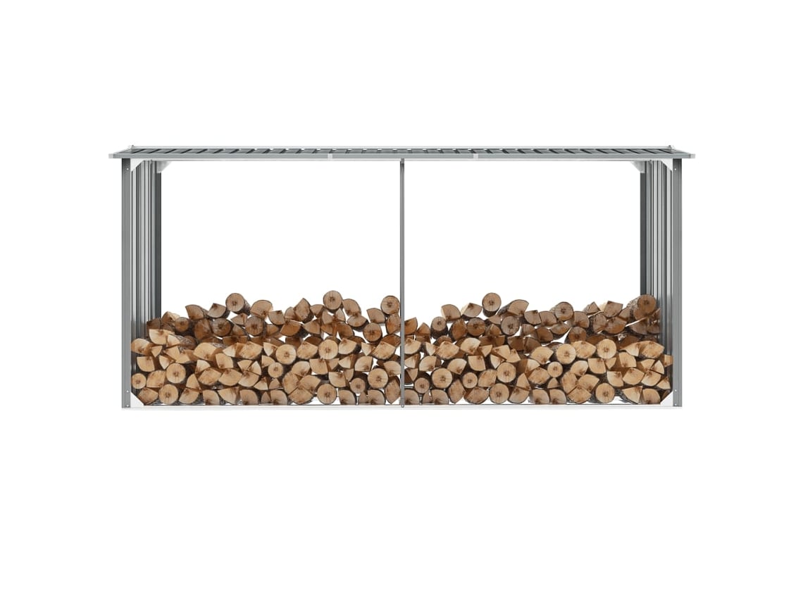 Abrigo para Lenha VIDAXL Cinzento Galvanised Steel (330x92x153 cm)
